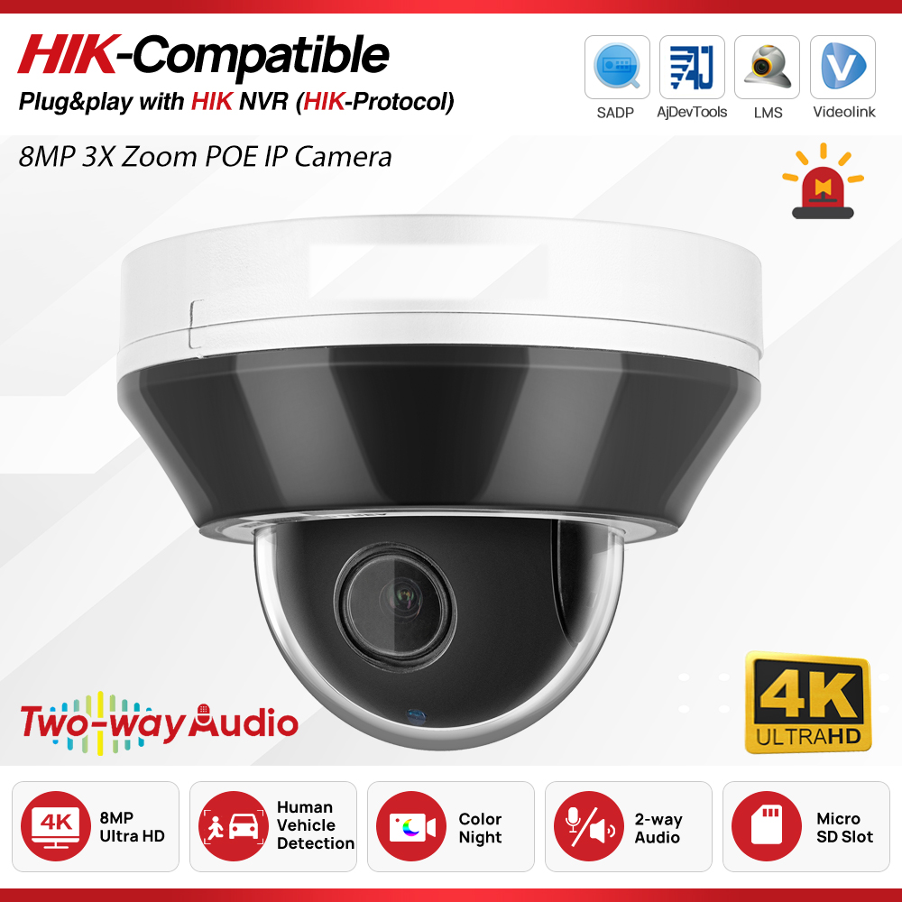 Hikvision Ip Camera 8Mp Dome - Telecamera PTZ IR 4K 8MP con