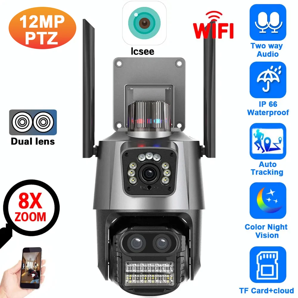 Ip Camera 4K 8Mp Outdoor Ptz - Telecamera di sicurezza IP Wifi 12MP
