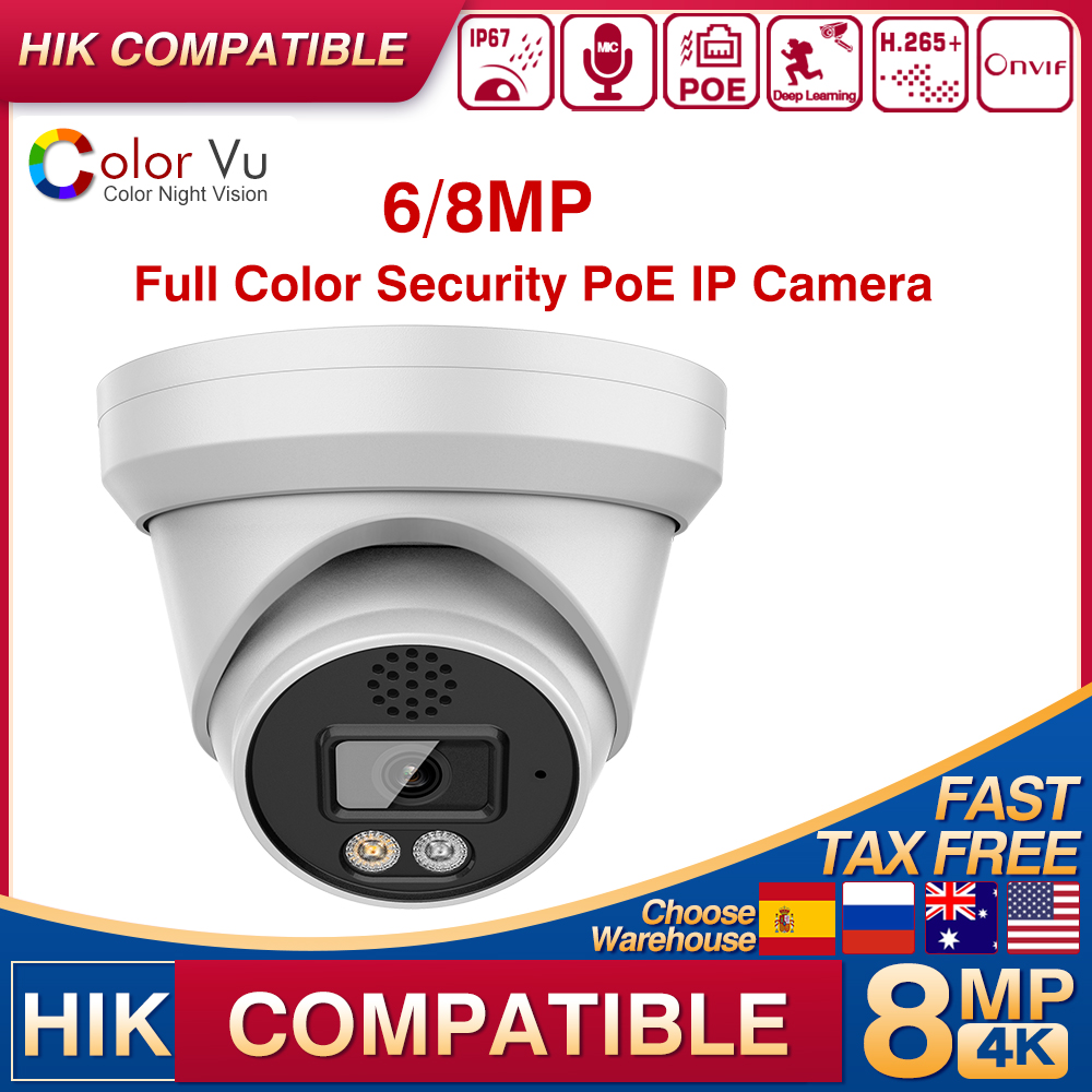 Hikvision Ip Camera 8Mp Dome - Telecamera di sicurezza IP ColorVu 4K