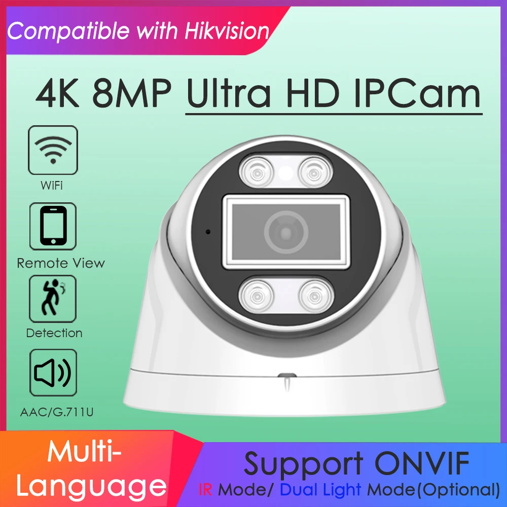 Hikvision Ip Camera 8Mp Dome - Telecamera IP wireless Wifi 4K 8MP
