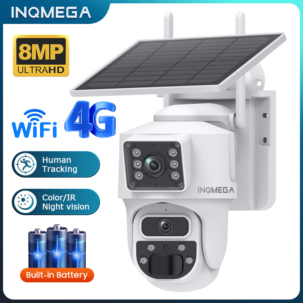 Security Camera System Solar 4G - INQMEGA 8MP 4K Telecamera IP wireless