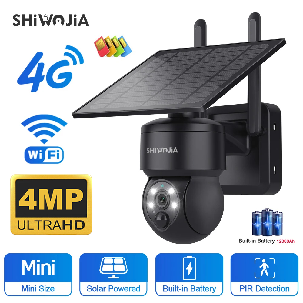 SHIWOJIA WIFI Wireless PTZ tel - Security Camera System Solar 4G recensione e prezzo