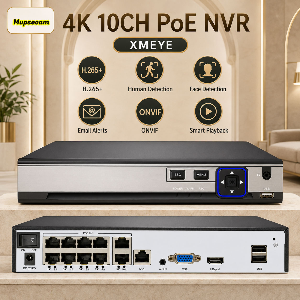 NVR POE XMEYE 10CH 8 Canali 4K - Poe Security Camera 8Mp 4K recensione e prezzo