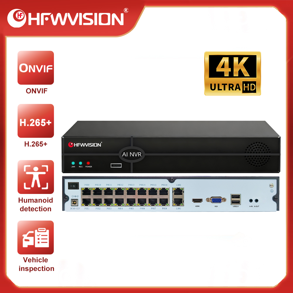 HFWVISION NVR POE 4K 16CH Regi - Nvr 16 Channel 4K H265 recensione e prezzo