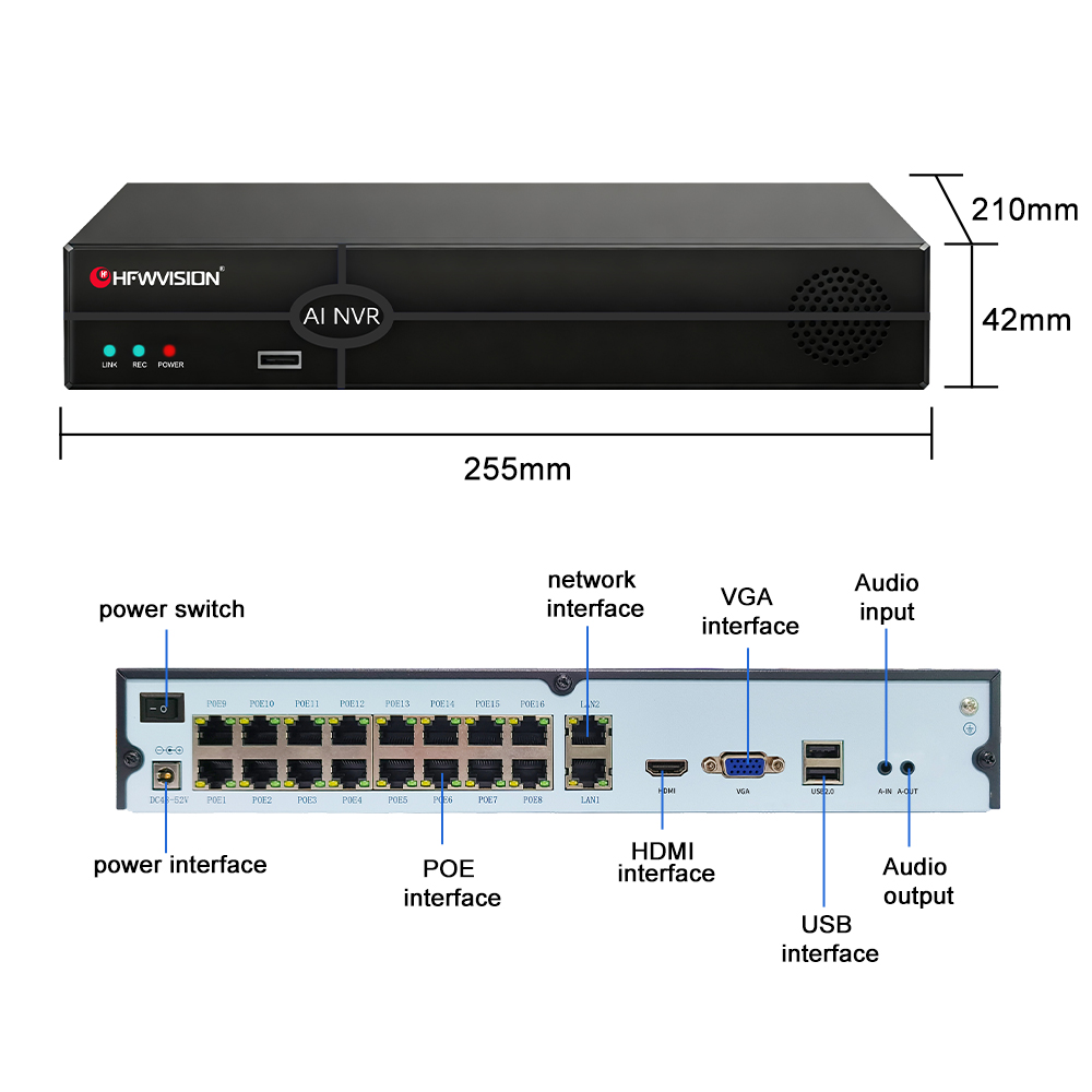 HFWVISION NVR POE 4K 16CH Regi - Nvr 16 Channel 4K H265 recensione e prezzo