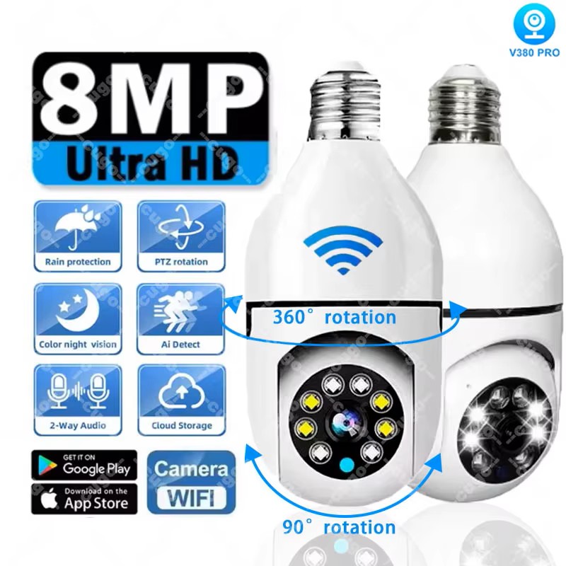 8MP E27 Lampadina Telecamera d - Cctv Camera System 8 Camera Wireless recensione e prezzo